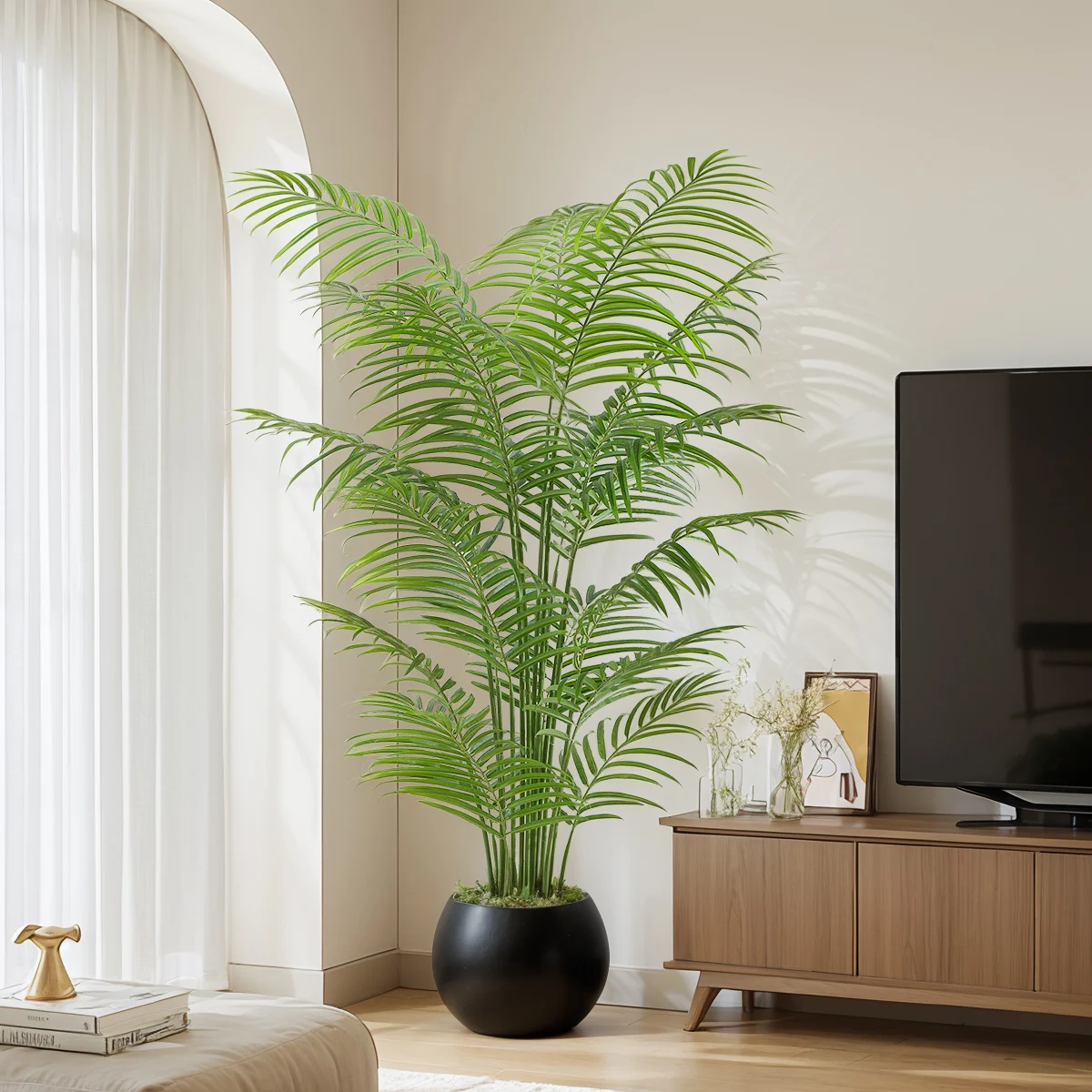 韓国インテリアを再現｜カフェ風部屋の作り方 - 人工観葉植物の高さとポットタイプによる空間設計