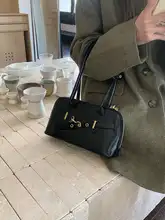 レトロ手提げ通勤バッグ【秋用・大容量・ボウリング型・トレンド】