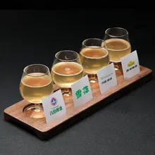 小容量のクラフトビール試飲グラス【ガラス製・ウィスキー用・カード型デザイン  ・トレイ付き】（セットアップ対応）