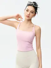 速乾性のスポーツタンクトップ【女性用・胸パッド付き・ヨガ・フィットネスウェア・美しいバックデザイン】