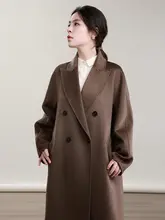 カシミヤコート レディース ミディアム丈 ビンテージチョコレートカラー サイドスリット ダブルフェイスカシミヤ