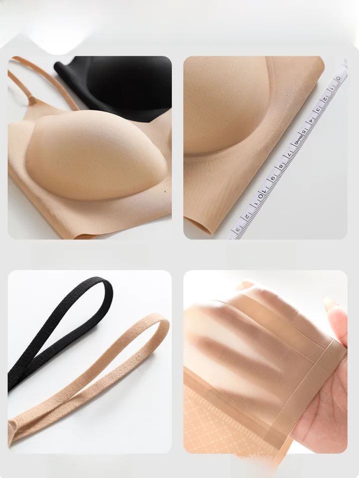 夏用極上の柔らかさ！無痕インビジブル細ストラップブラ【小胸用・アイスシルク】
