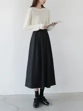 ハイウエスト百褶スカート【秋季・エレガント・Aライン・通勤用】