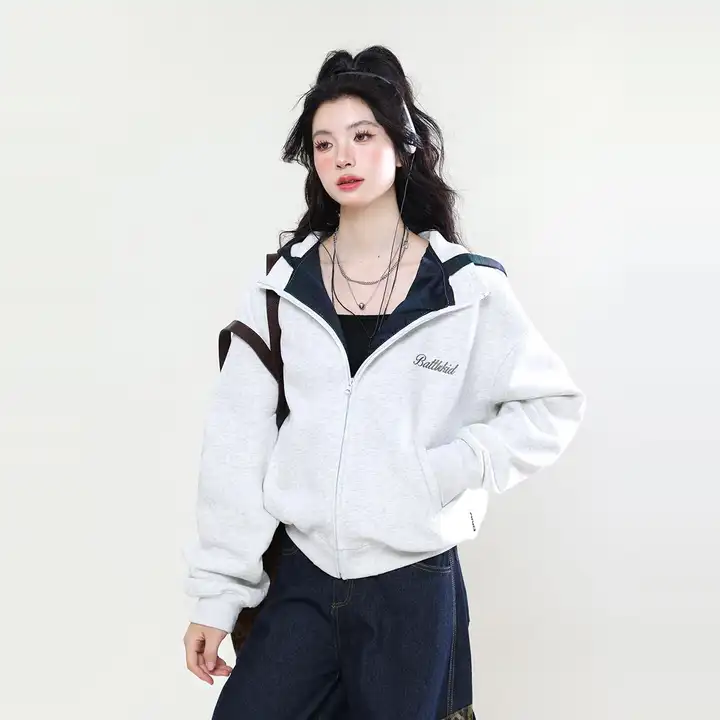 AONW ストライプデザイン フード付きカーディガン【秋冬用・チェック柄・ゆったりタイプ】