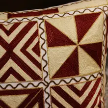 刺繍入りコットン製レトロ抱き枕【アメリカンカントリー・ソファ・ベッド用装飾クッション】