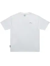 フレンチスタイルのゆったりとしたクルーネックプリントTシャツ【女性用・純色・夏用・綿100%・半袖】
