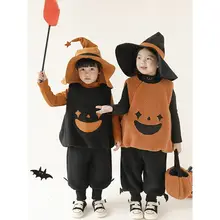 セットアップ 2点セット キッズ ガールズ ハロウィン ボアベスト ニットパンツ カボチャ アップリケ 裏起毛 もこもこ 防寒 冬