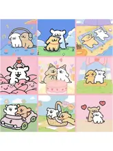 線描の小犬のクロスステッチアート【カートゥーンデザイン・子供部屋用】