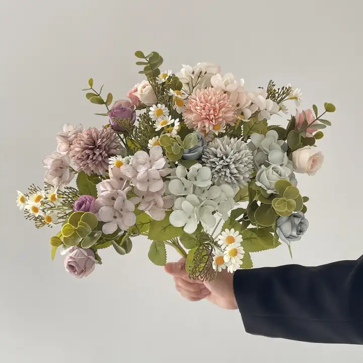 高級感あふれるカモミールとローズの造花【インテリア装飾用・リビングやダイニングに最適】