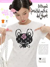ユニークなデザインの夏用半袖Tシャツ【シリコンプリント・ドット柄】