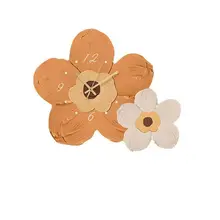 多色彫刻のフレームレス壁掛け時計【北欧風・花柄・光るデザイン】