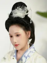 流れる糸の長いタッセル付き 鳳冠【中華風・パール飾り・ヘアアクセサリー】