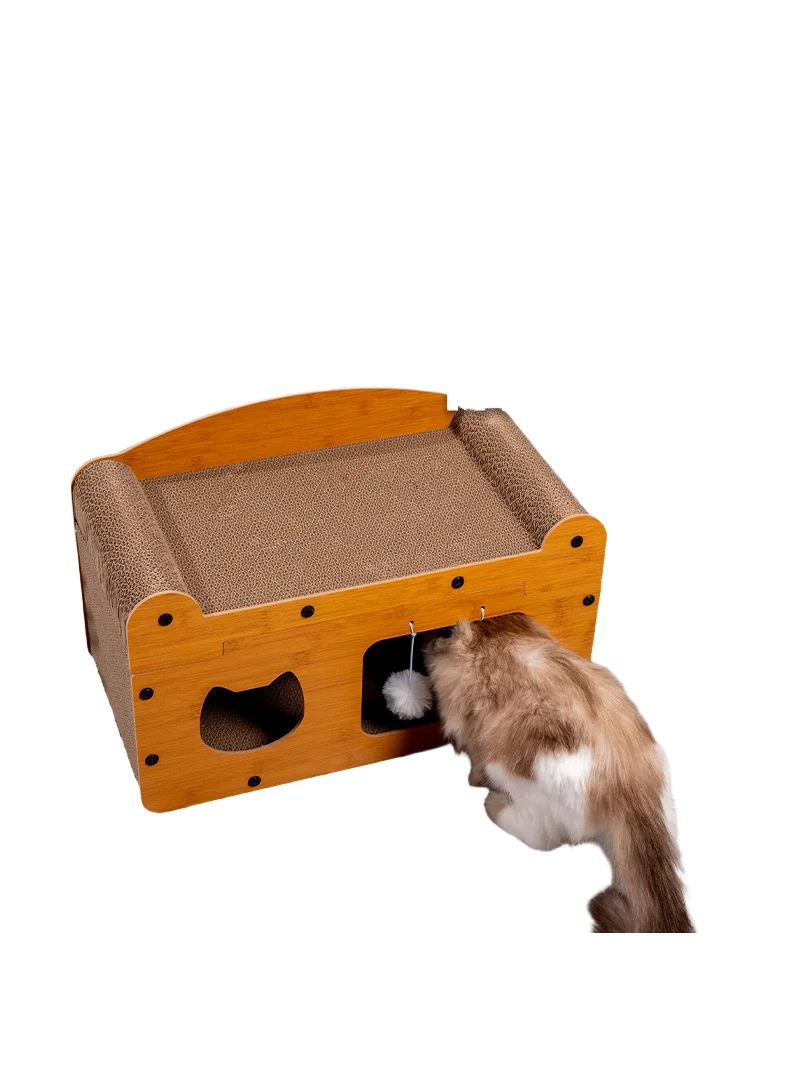 猫用爪研ぎとキャットハウス の一体型：耐摩耗性と立体デザインで災害時にも安心