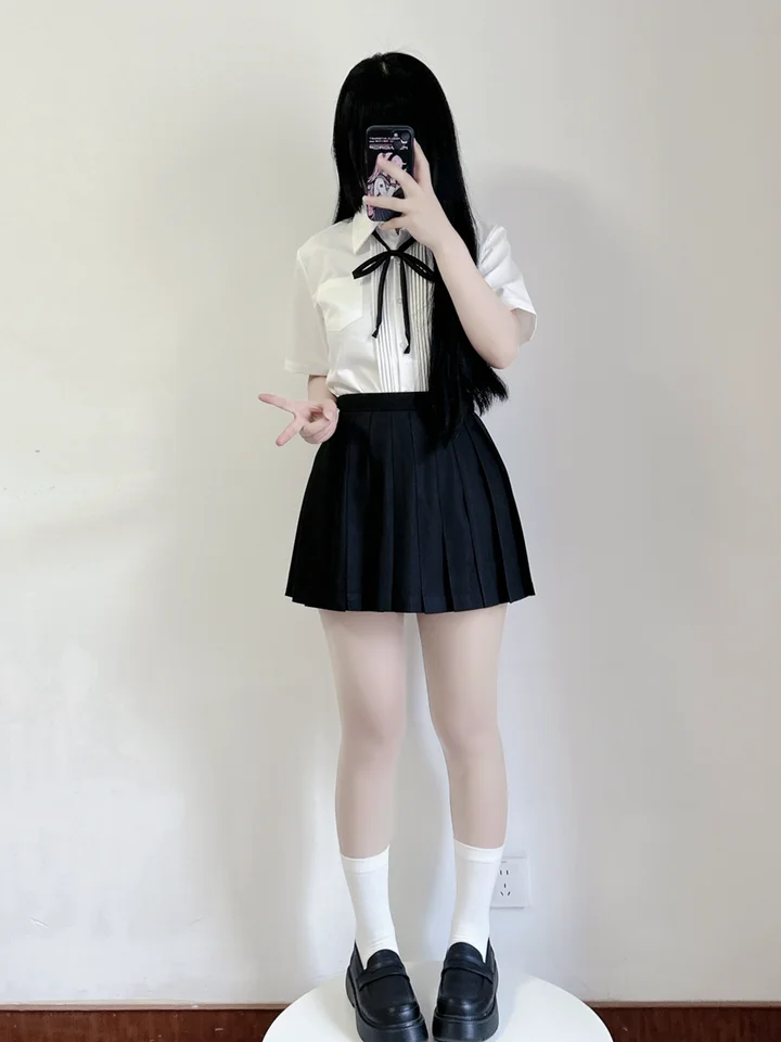 スカート JK 制服 コーディネートしやすい 短中長 シンプル ブラック ブルー