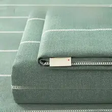 加厚麻素材の一人用ベッドシーツ【学生用・全棉・枕カバー付き】（セットアップ対応）
