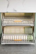 ステンレス製引き出し式食器収納ラック【キッチン用・水切り機能・整理整頓】