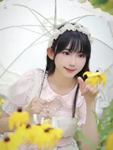 本守造 手作りパールローズリボンヘアバンド【フリル付き・米白色】