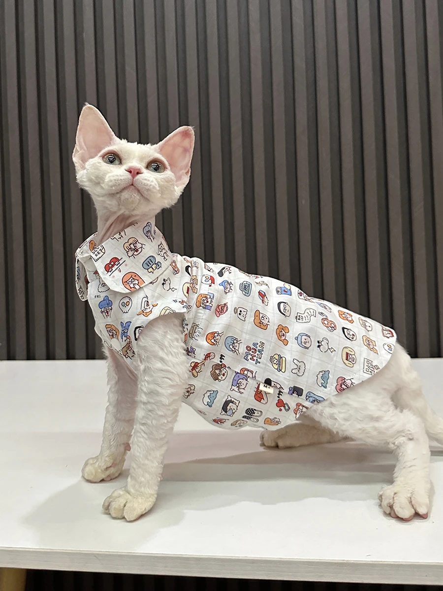 猫デザインのノースリーブシャツ：通気性と快適性を重視したスフィンクス用のカジュアルウェア
