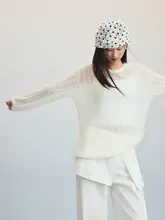 水雾色の三色ニットカーディガン【柔らかさと透け感のあるデザイン】