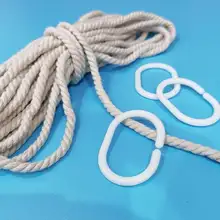 浴室用フック付きC型活扣リングロープ【浴帘用・耐久性ある麻ひも】