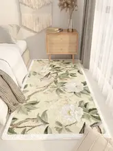 新中式花鳥デザインのロングラグ【リビング・寝室用・厚手・ソファ足元用】