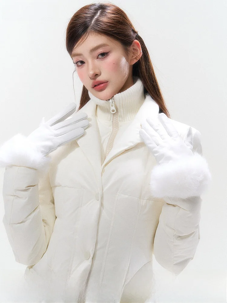保温性に優れたウサギ毛PUレザー手袋：ファッション性と快適さを両立
