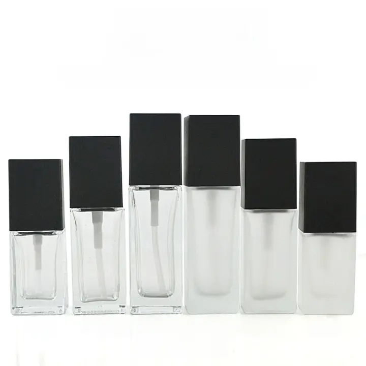 透明ガラス製 25ml/30ml/40ml 磨砂仕上げポンプボトル【ファンデーション・乳液・ミスト用】