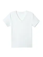 シンプルな白のVネック短袖Tシャツ【女性用・スリムフィット・ユニークデザイン】