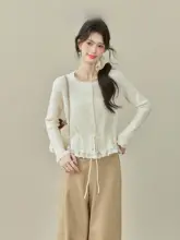 カジュアルなカーキ色のワイドパンツ【女性用・ゆったりストレート・フロアレングス】