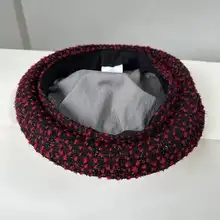 秋冬用ツイード風ドーム帽【クリスマス雰囲気・韓国風・無縁デザイン】
