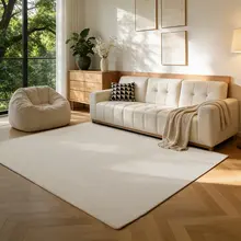 手入れ不要で使いやすい！麻製リビング用ラグ【中式・禅スタイル・淡い木の風合い】