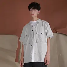 シャツ メンズ プリーツ ドレープ ヴィンテージ加工 カジュアル ストリート インスタ映え 夏 「MAZCOO」