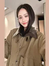 ロマンティックデザインの色違い切替デニムジャケット【PUカラー・洗い加工・ビーズ装飾】