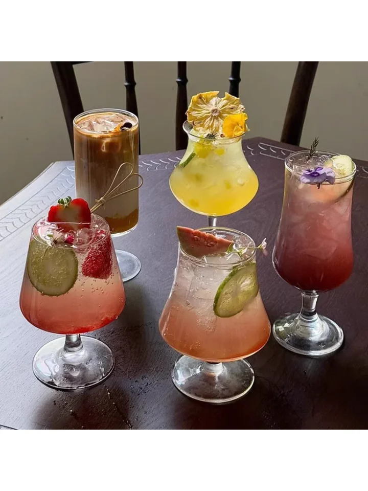 おしゃれなガラスジュースカップ【飲み物・カクテル・フルーツティー用】