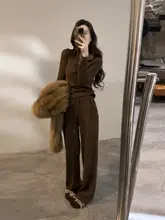 冬用カジュアルトップス＆ストレートパンツ【長袖・通勤・デイリーユース・軽やか】（セットアップ対応）