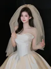 シャンパンカラーのボリュームベール【花嫁用・結婚式・フォトプロップス】