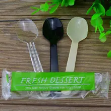 厚手プラスチック製デザートスプーン【使い捨て・個包装・アイスクリーム・プリン用】