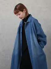 日系デザイン ゆったりシルエットのデニム風コート【春秋用・女性用】