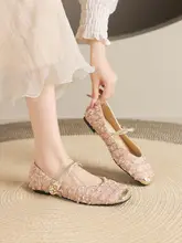 シルバーの浅い口のバレリーナシューズ【フラット・フレンチマリージェンスタイル・ラメ入り】