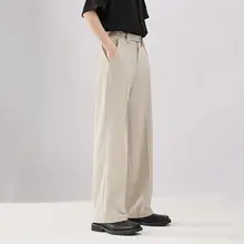 夏季用グレーのスラックス【ストレート・男性用・高級感あるデザイン】