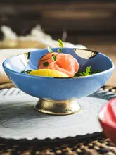 モダンデザインの高脚セラミック刺身皿【和食・デザート・前菜用】