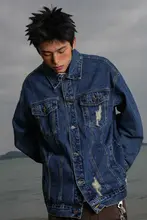 デニムジャケット 男性 カジュアルシーン ヴィンテージデザイン ゆったりした 洗い加工