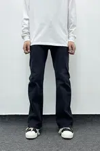 フィットブラックデニムパンツ【ウォッシュ加工・スリムデザイン・メンズ用】