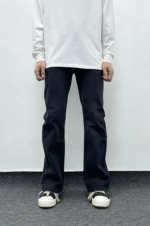 フィットブラックデニムパンツ【ウォッシュ加工・スリムデザイン・メンズ用】