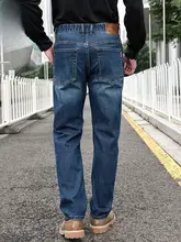 デニムパンツ メンズ ストレッチ 大きいサイズ ゆったり ストレート ワイド カジュアル 秋冬