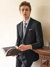 スリムフィットビジネススーツジャケット【グレー・上質・結婚式用】（セットアップ対応）