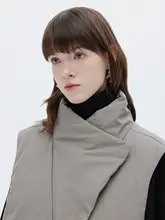 白鹅绒使用の雲模様マグネットボタン付きスタンドカラー保温羽織【カジュアルデザイン・女性用】