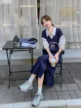 深青色のポロ襟デザイン女用スウェットシャツ【カジュアル・春秋用・細見え】（セットアップ対応）