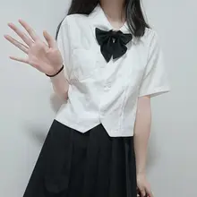 学院風プリーツシャツ【長袖・短袖・ホワイト】