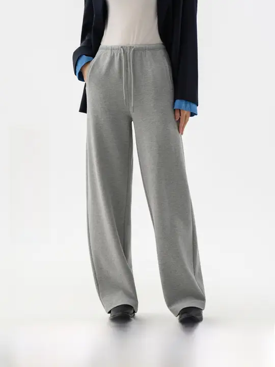 肌触りの良い高腰ワイドパンツ【秋用・ドレープ感・長丈】（セットアップ対応）